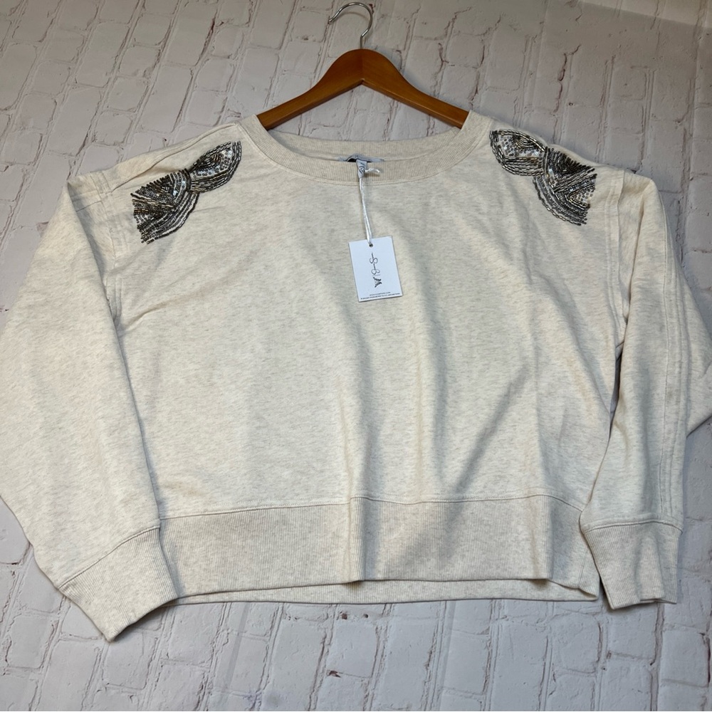 Jessica Simpson Cream Knit top sequin detail cropped